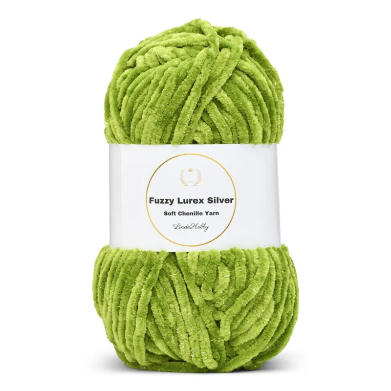 LindeHobby Fuzzy Chenille Silver Lurex 32 Vert herbe
