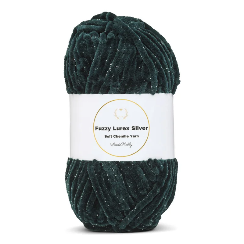LindeHobby Fuzzy Chenille Silver Lurex 19 Vert foncé néphéline