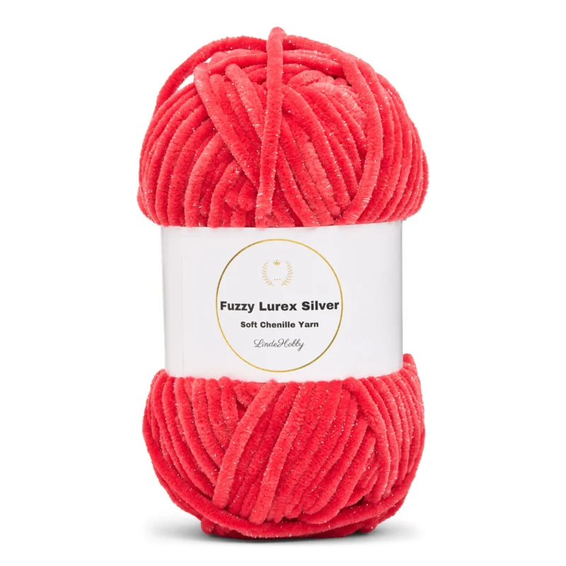 LindeHobby Fuzzy Chenille Silver Lurex 35 Corail