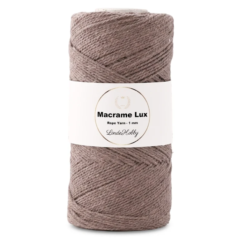LindeHobby Macrame Lux, Fil à macramé, 1 mm 02 Beige foncé