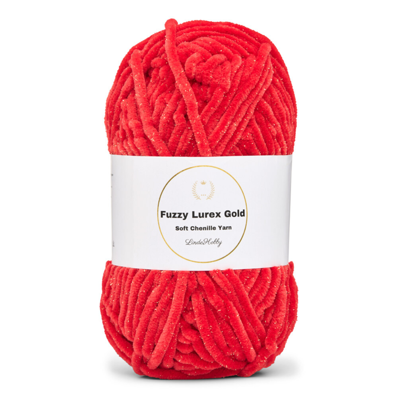 LindeHobby Fuzzy Chenille Gold Lurex 11 Rouge sang