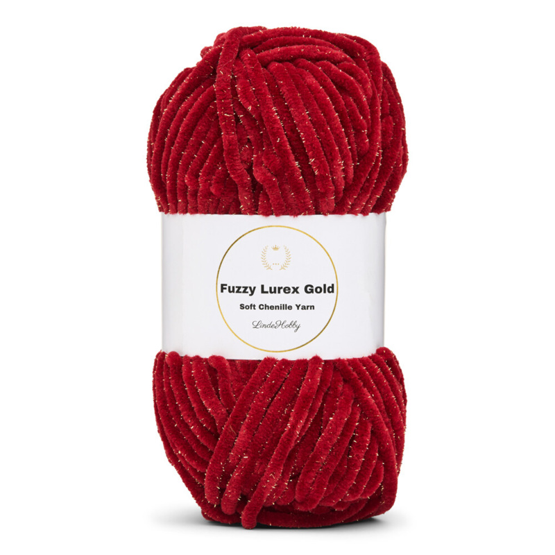 LindeHobby Fuzzy Chenille Gold Lurex 12 Bordeaux