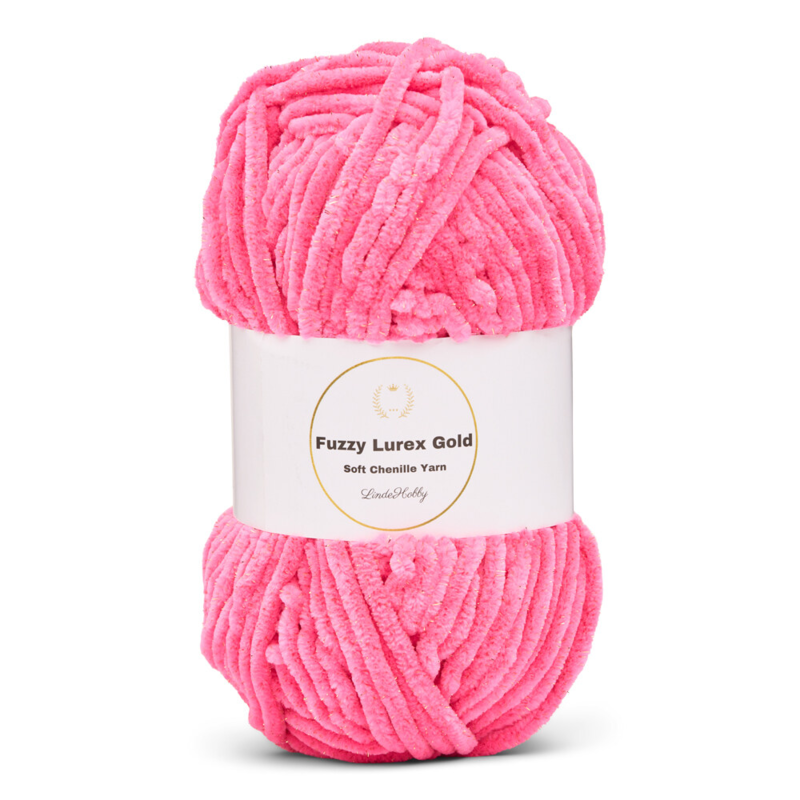 LindeHobby Fuzzy Chenille Gold Lurex 49 Rose fluo