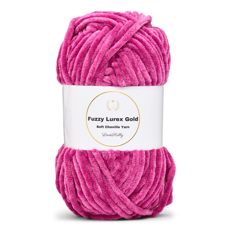 LindeHobby Fuzzy Chenille Gold Lurex 44 Fuchsia clair