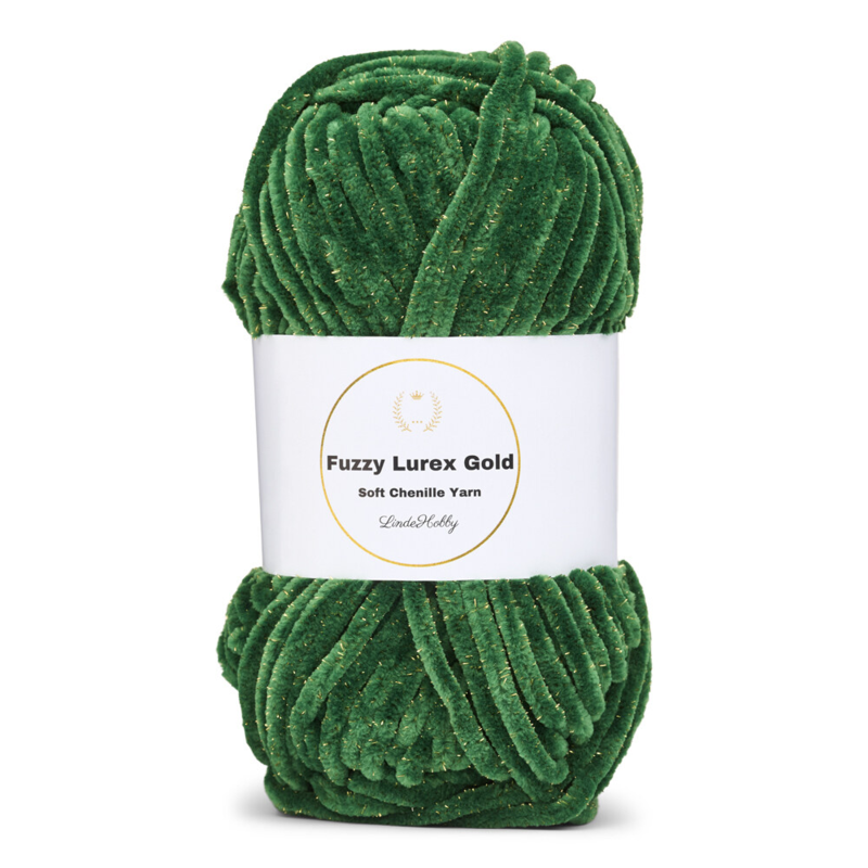 LindeHobby Fuzzy Chenille Gold Lurex 38 Vert