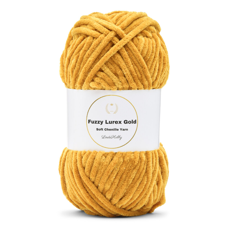 LindeHobby Fuzzy Chenille Gold Lurex 16 Moutarde