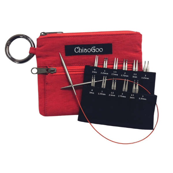 ChiaoGoo Set d’Aiguilles Circulaires Interchangeables TWIST Red Shorties, Mini, 5 cm/8 cm