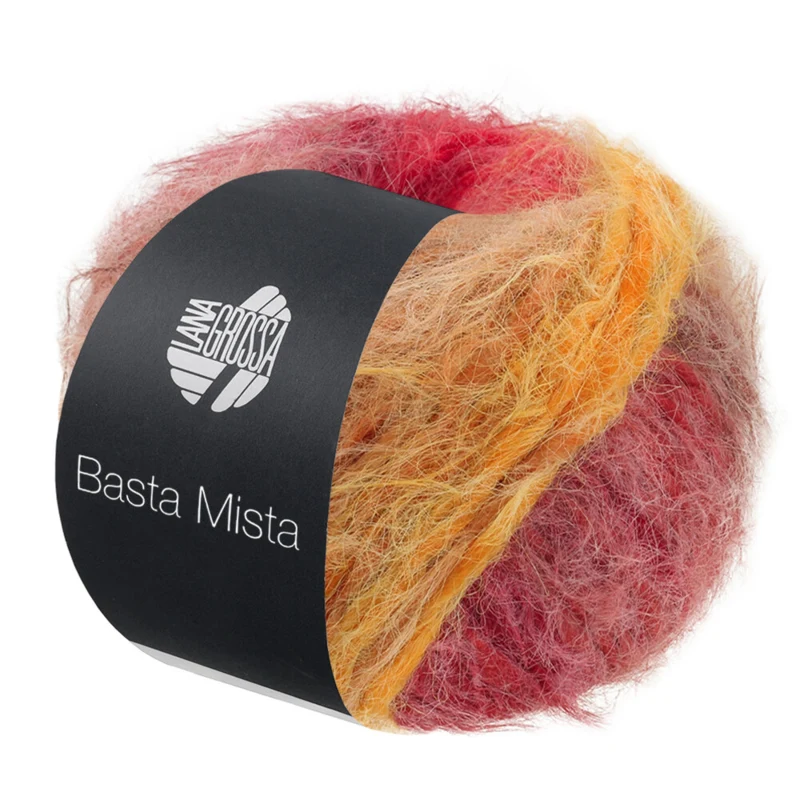 Lana Grossa Basta Mista 124 Brun gris/camel/jaune safran/orange/rouge grisé/rouge foncé/rouge
