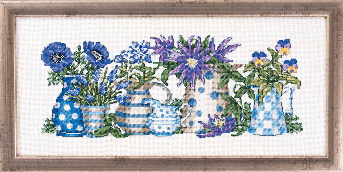 Kit de broderie Fleurs bleues 38 x 17 cm R5355