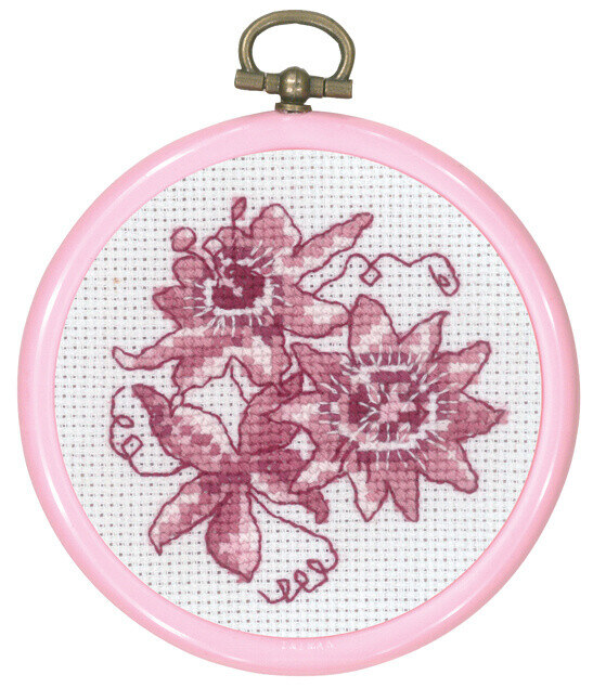 Kit de broderie Passiflora Rose 8 cm de diamètre