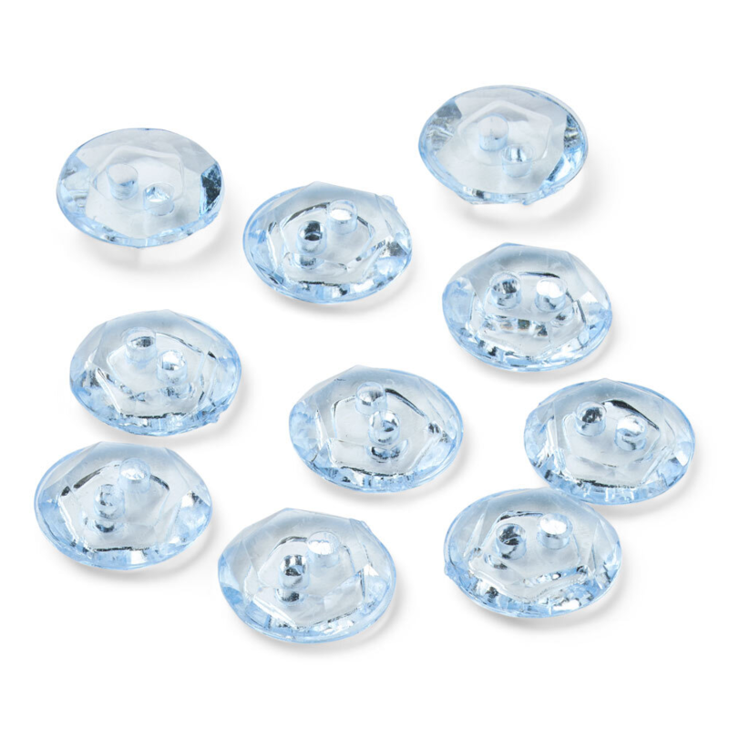 LindeHobby Boutons Cristal, Bleu Ciel, 12 mm, 10 pcs