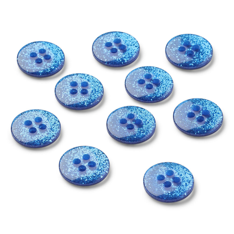 LindeHobby Boutons à Paillettes, Bleu, 12 mm, 10 pcs