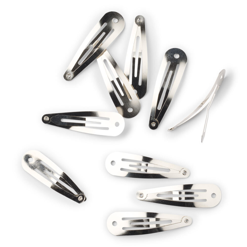 LindeHobby Barrettes Clic-clac, Argentées, 45x14 mm, 10 pcs