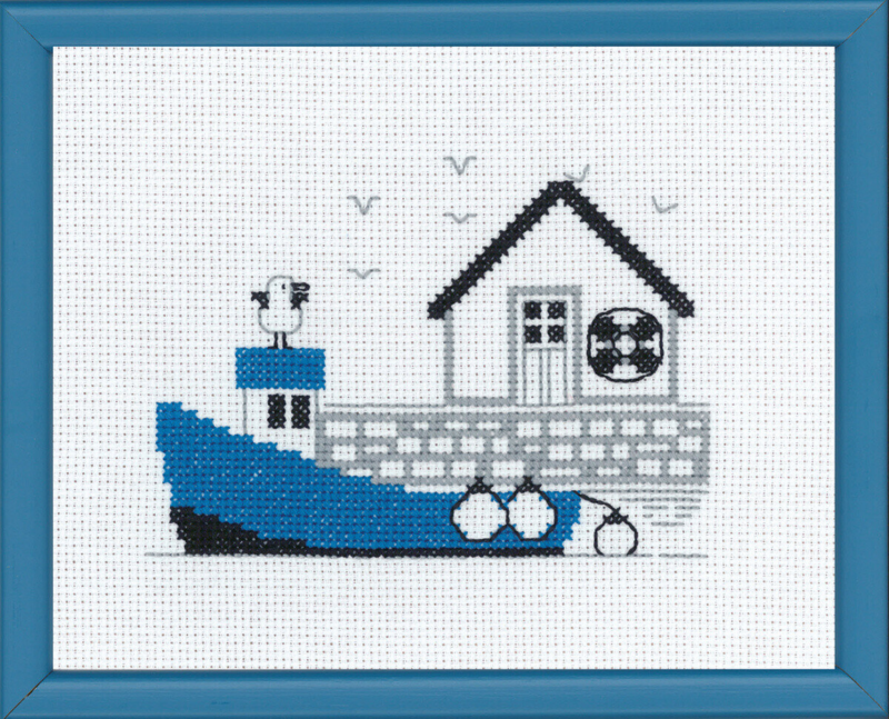 Kit de broderie Bateau bleu R5741 18 x 14 cm