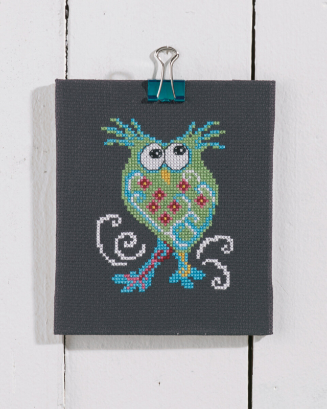 Kit de broderie Hibou vert 11 x 13 cm