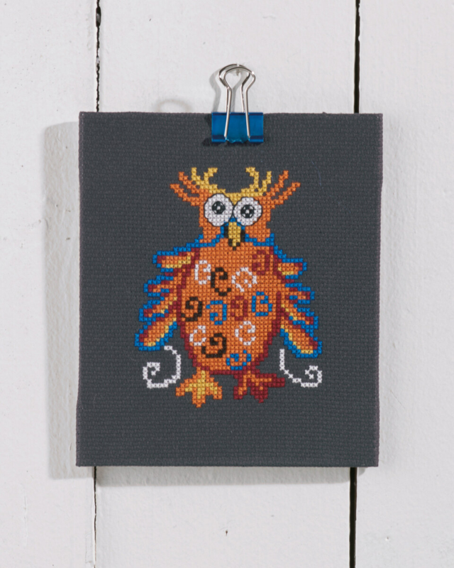 Kit de broderie Hibou orange 11 x 13 cm