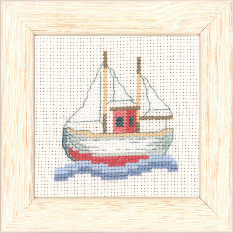 Kit de Broderie Bateau de Pêche 9 x 9 cm R5376