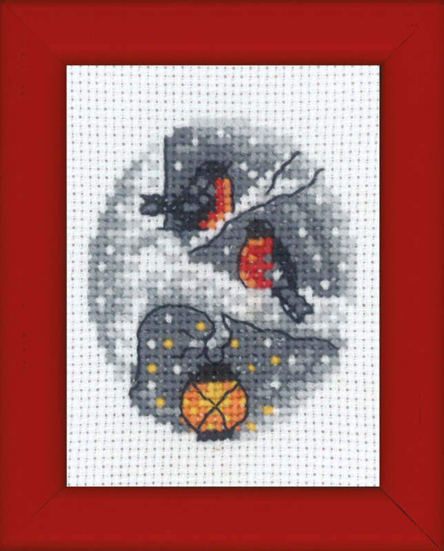 Kit de broderie Oiseaux dans l'arbre image 6 x 8 cm