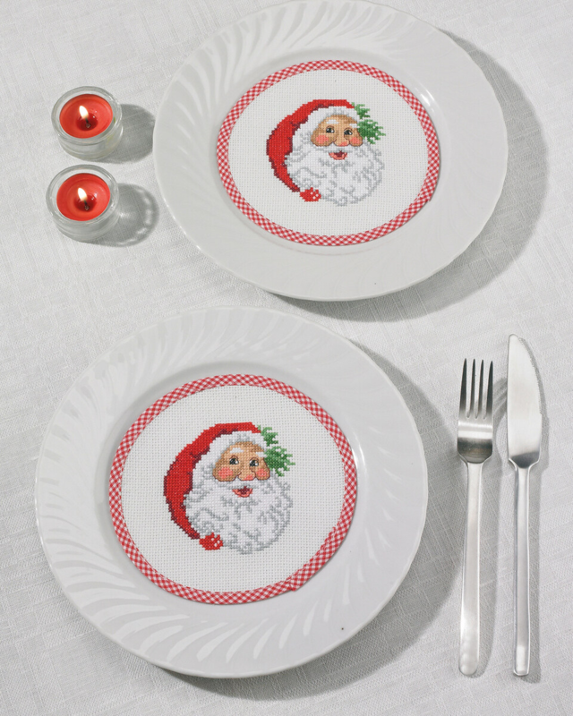 Kit de broderie Père Noël flacon Ø16 cm