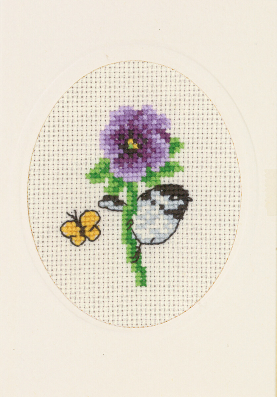 Kit de broderie Carte fleur pensée 9 x 13 cm