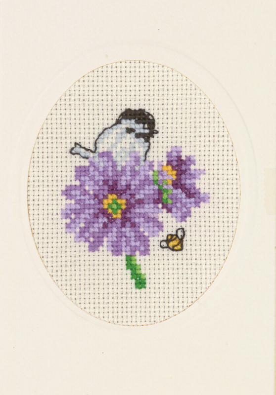 Kit de broderie Carte de fleurs violet 9 x 13 cm