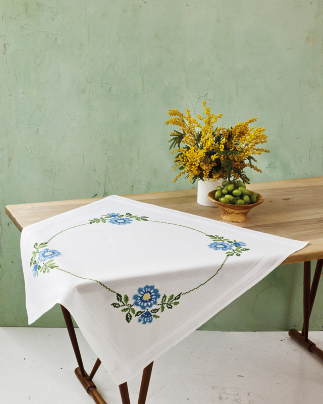 Kit de Broderie Fleurs en Point de Croix 80 x 80 cm