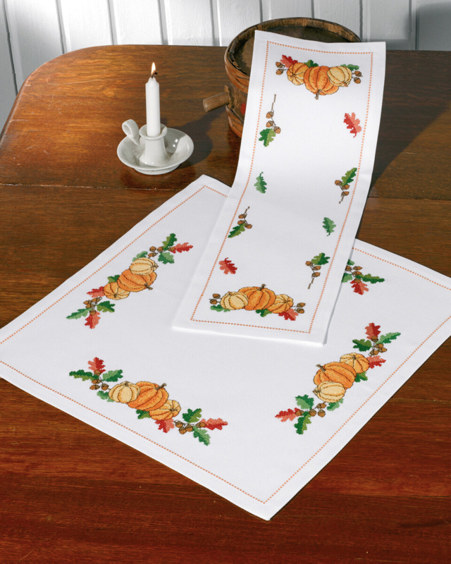 Kit de broderie Citrouille et glands 56 x 56 cm