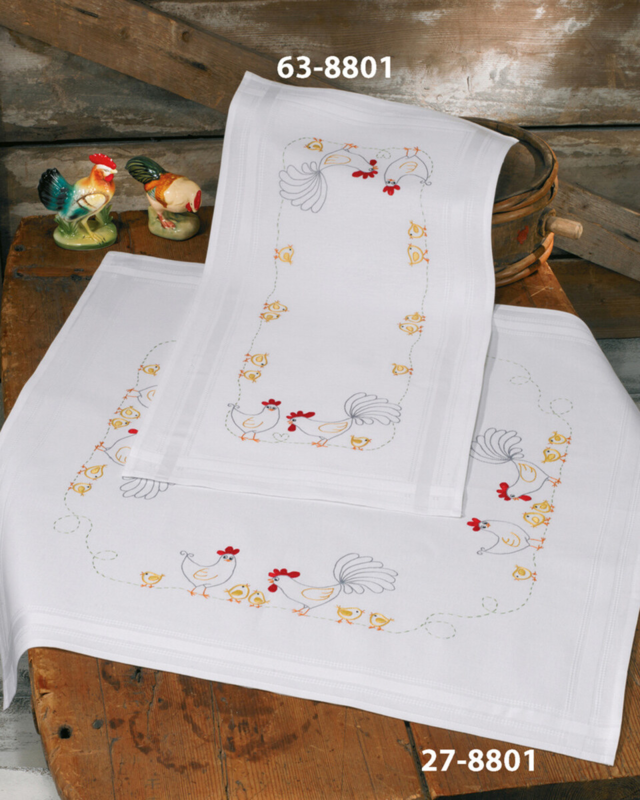 Kit de Broderie Famille de Poules 80 x 80 cm