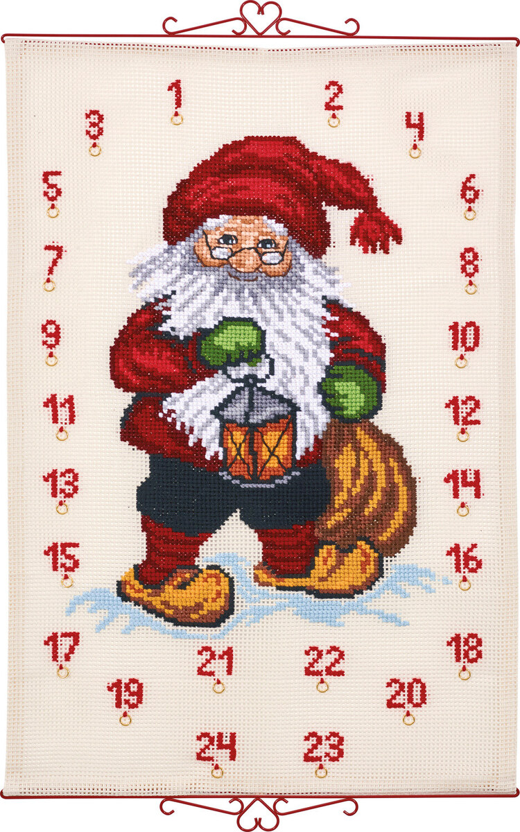 Kit de broderie Père Noël avec lanterne 75 x 112 cm