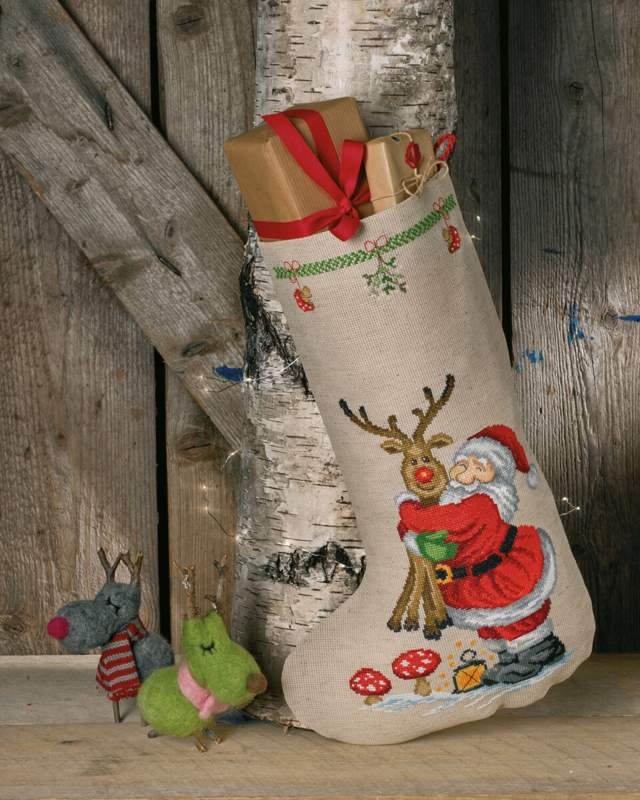 Kit de Broderie Père Noël & Rodolphe 28 x 44 cm