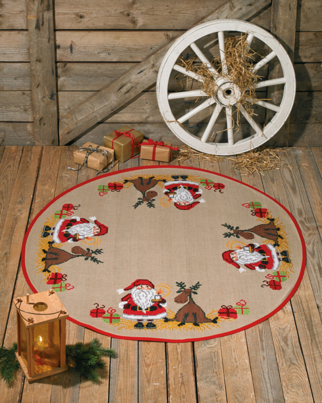 Kit de Broderie Père Noël & Élan 120Ø cm