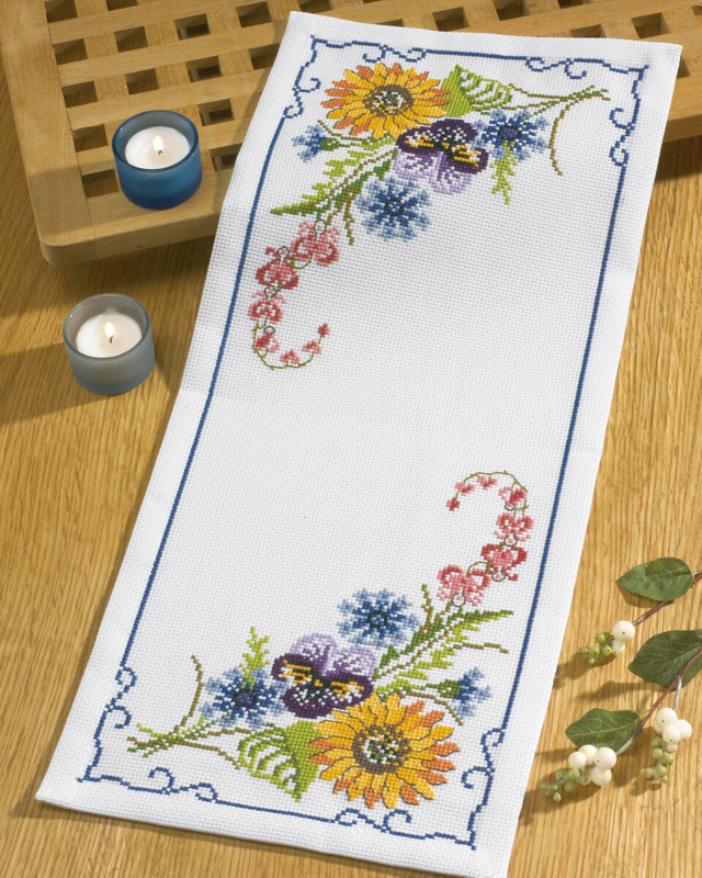 Kit de broderie Fleurs d'été 25 x 56 cm