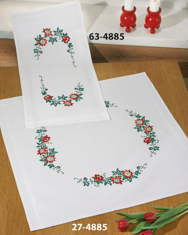 Kit de broderie Roses de Noël 40 x 80 cm