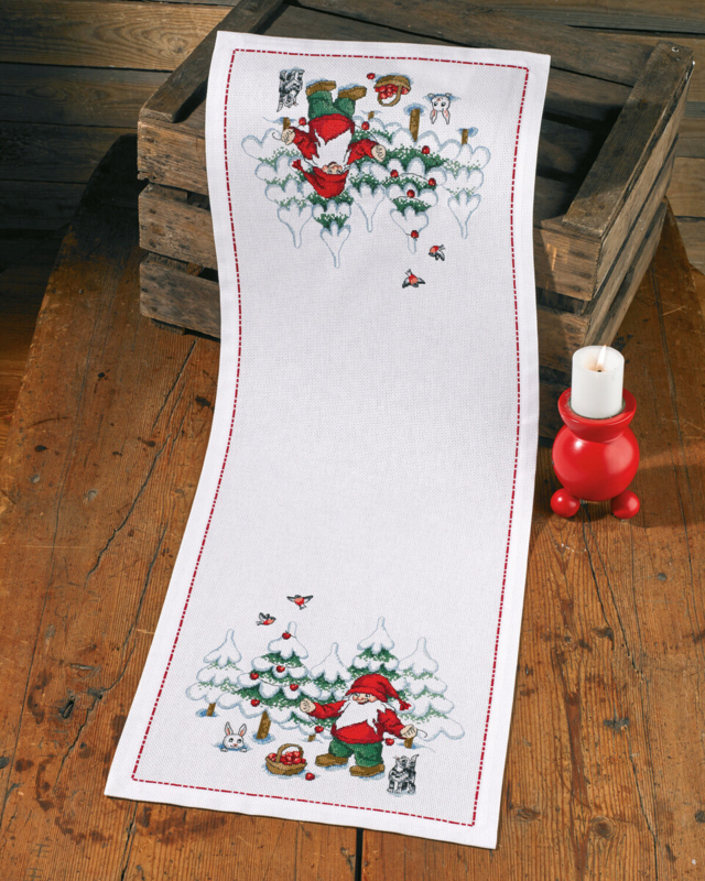 Kit de broderie Lutin & sapin de Noël 34 x 92 cm