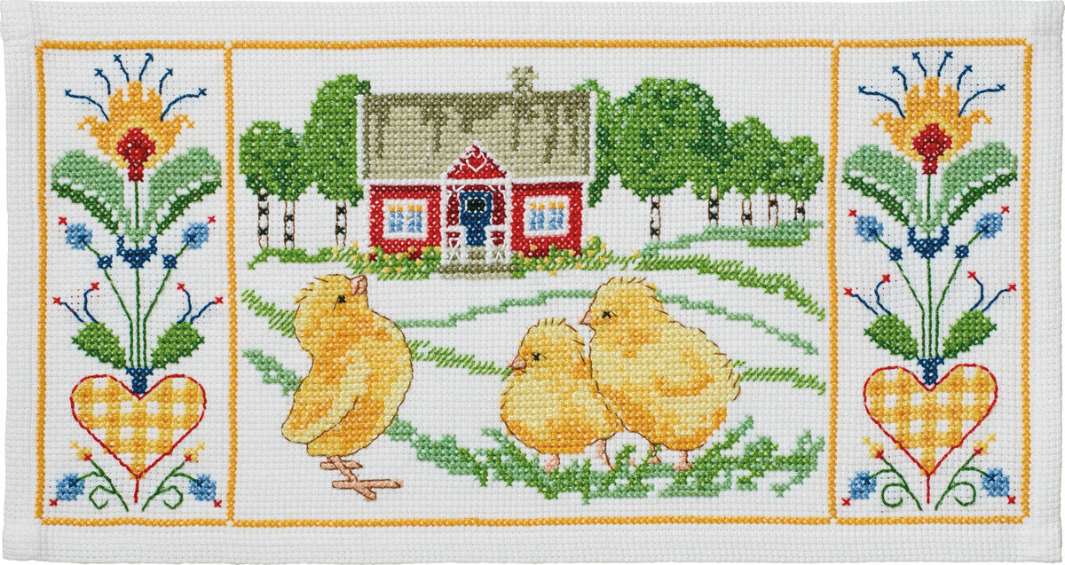 Kit de Broderie Poulets à la Maison 50 x 26 cm
