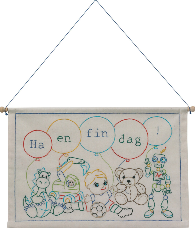 Kit de broderie Passe une bonne journée garçon 27 x 40 cm