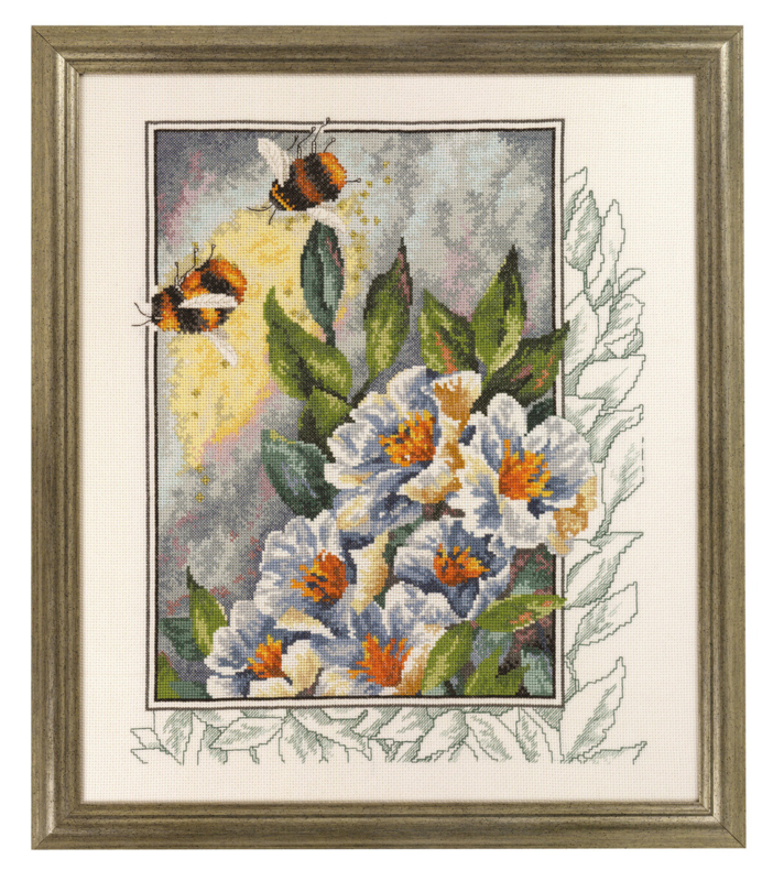 Kit de broderie Abeilles dans les fleurs 40 x 47 cm R5337