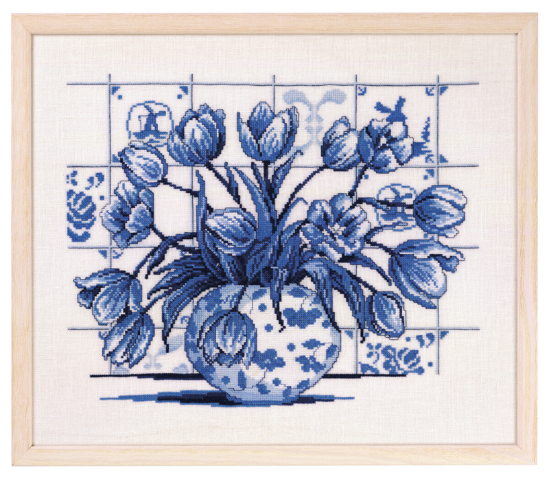 Kit de Broderie Tulipes Indigo 39 x 46 cm