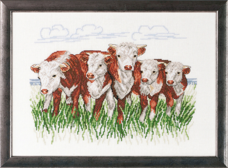 Kit de broderie Vaches Hereford R/5344 41 x 29 cm