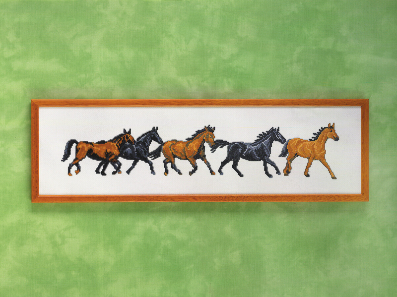 Kit de broderie Chevaux rangée 59 x 16 cm R5425