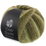 Lana Grossa Cosy Socks Soft Stripes 107 Vert clair/vert réséda/vert gris/vert mousse