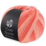 Lana Grossa Cosy Socks Soft Stripes 113 Saumon/rouge saumon/corail