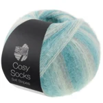 Lana Grossa Cosy Socks Soft Stripes 110 Gris clair/menthe/turquoise menthe/turquoise/pétrole clair