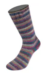 Lana Grossa Cosy Socks Multi Stripes 158 Pétrole/fuchsia foncé/olive/turquoise menthe/rouge foncé