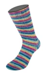 Lana Grossa Cosy Socks Multi Stripes 155 Pétrole foncé/turquoise clair/jaune/orchidée/violet gris