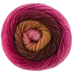 Lana Grossa Cool Wool Big Color 4049 Nougat/brun chocolat/rouge violet/cyclamen/fuchsia/rose/camel