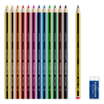 STAEDTLER Noris Club Crayons de couleur + Crayon & gomme, 12 + 2 pcs