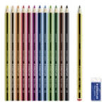 STAEDTLER Noris Club Crayons de couleur + Crayon & gomme, 12 + 2 pcs – Contenu