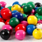 Perle en bois, couleurs assorties