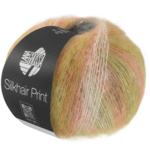 Lana Grossa Silkhair Print 440 Vanille/crème/orange/turquoise/jaune moutarde/baie